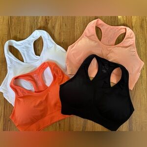 Seamless Racerback Sports Bras - Black, White, Peach, Orange